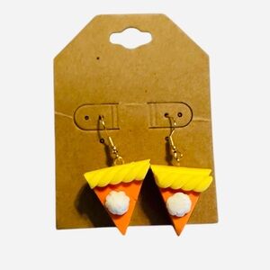 NWT Playful Pumpkin Pie Thanksgiving Earrings - Orange and Yellow